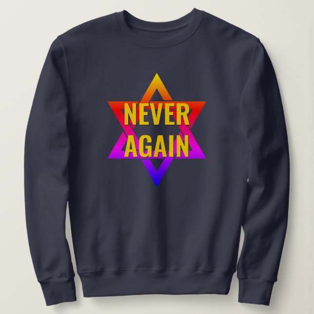 NIE WIEDER Holocaust YOM HASHOAH Sweatshirt (Design vorne)