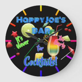 Nie zu früh für Cocktails Neon Personalisiert Große Wanduhr