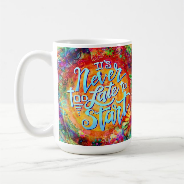 Nie zu spät, um anzufangen kaffeetasse (Links)