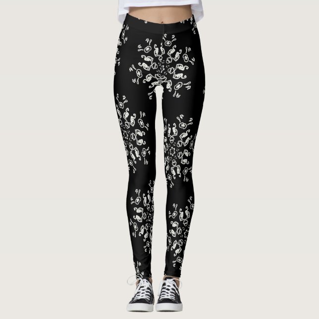 *~* nie zu viele Schneeflocken Schwarzes u. Weiß Leggings (Vorderseite)