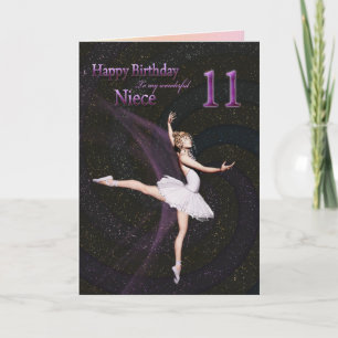 Niece age 11, a ballerina birthday card karte