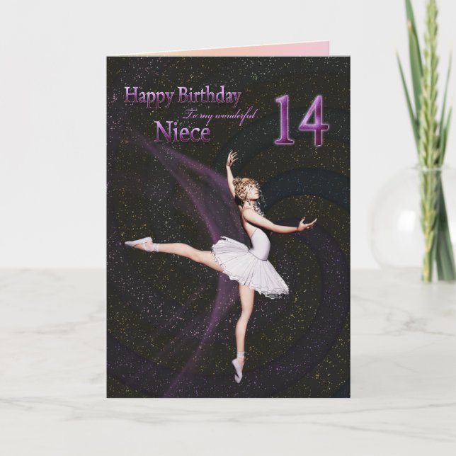 Niece age 14, une carte d'anniversaire ballerine (Devant)