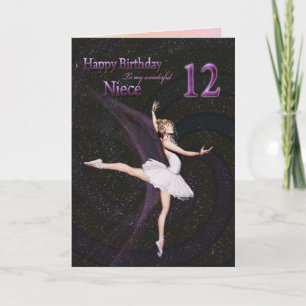 Niece age age 12, une carte d'anniversaire balleri