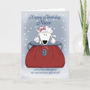 Niece Birthday Card - Niedliche Puppy Purple Pet Karte