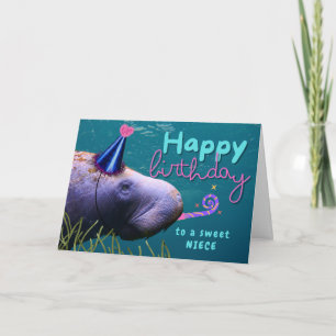 Niece Birthday Niedlich Manatee im Party Karte