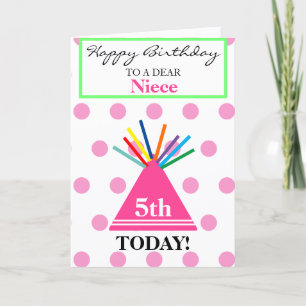 Niece Birthday Party Hat Blume Balloons Karte