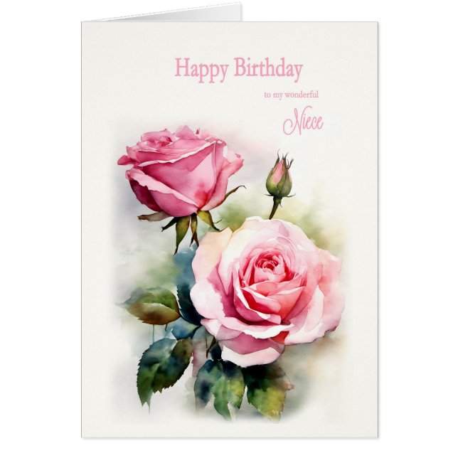 Niece Birthday Rose Painted Watercolor (Vorne)