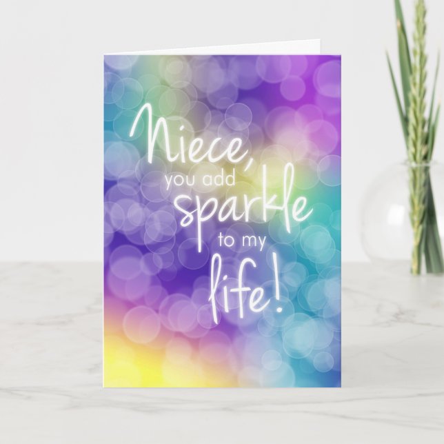 Niece Birthday, Sie fügen Sparkle, farbenfrohe Bok Karte (Vorderseite)