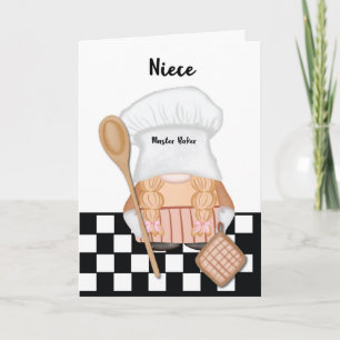 Niece Birthday Whimsical Gnome Baker Backen Karte