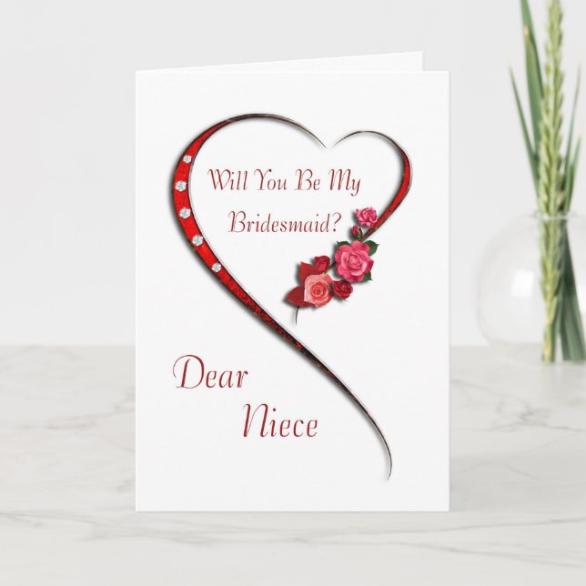 Nièce, coeur tourbillonnant Bridesmaid invitation (Devant)