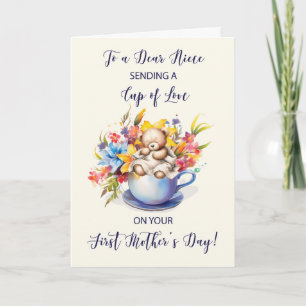Niece First Mothers Day Cup of Liebe and Blume Karte