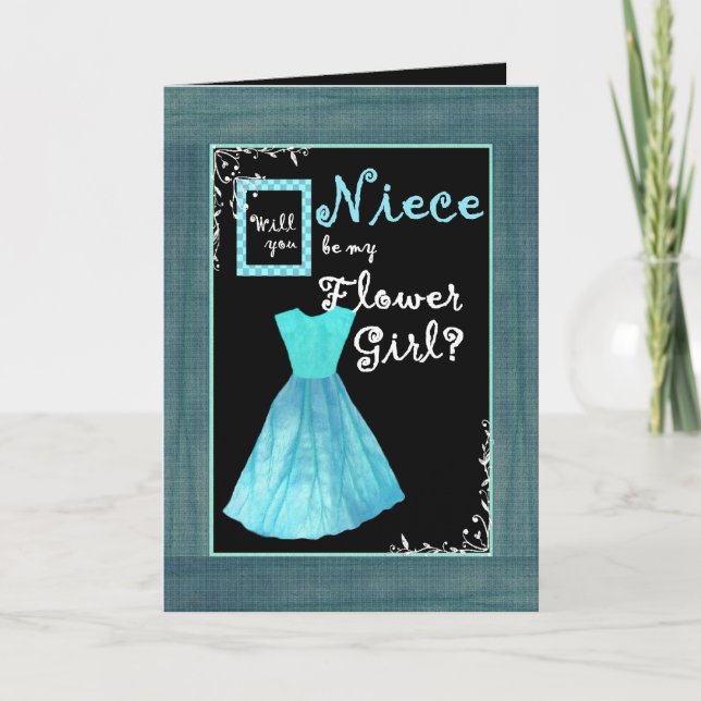 NIECE Flower Girl Einladung TURQUOISE BLAUE Kleidu (Vorderseite)