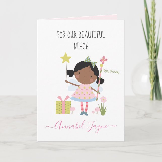 Niece Geburtstagsfee pink whimsical Karte (Vorderseite)
