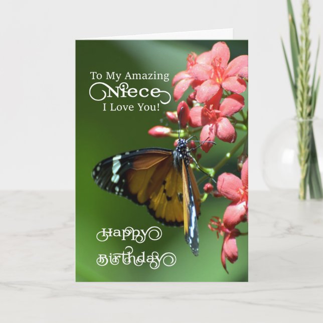 Niece / Happy Birthday - Butterfly Karte (Vorderseite)