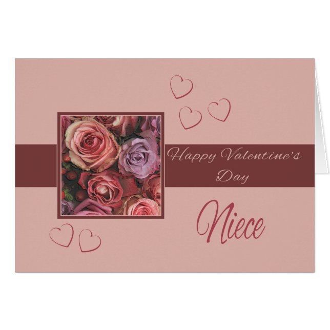 Niece Happy Valentine's Day Rose (Vorderseite (Horizontal))