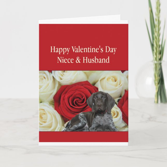 Niece & Husband Glossy Grizzy Valentine Feiertagskarte (Vorderseite)