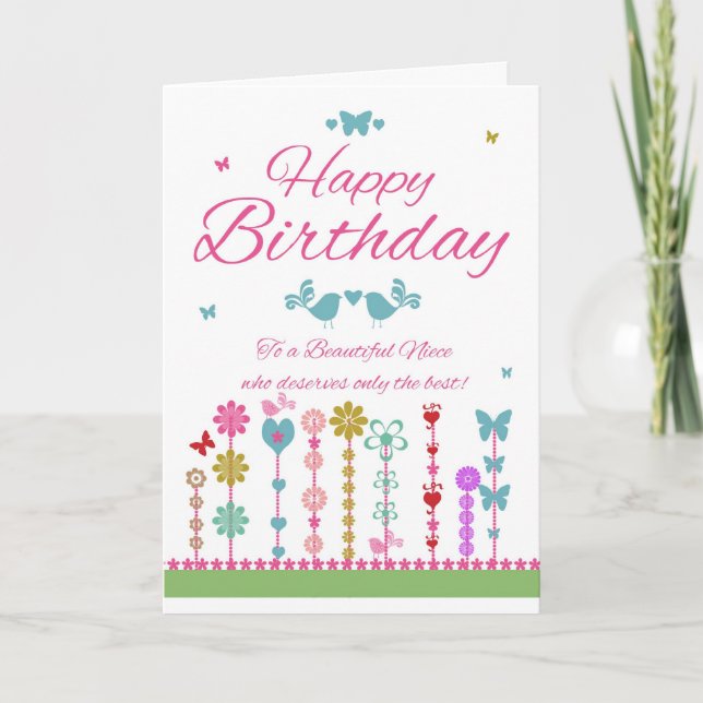 Niece Jolie carte d'anniversaire avec papillons (Devant)