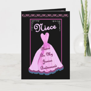 NIECE Junior Bridesmaid PINK Gown Flower Trim Einladung