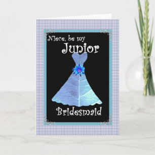 Niece - Junior Bridesmaid Wedding Invite Blue Gown Einladung