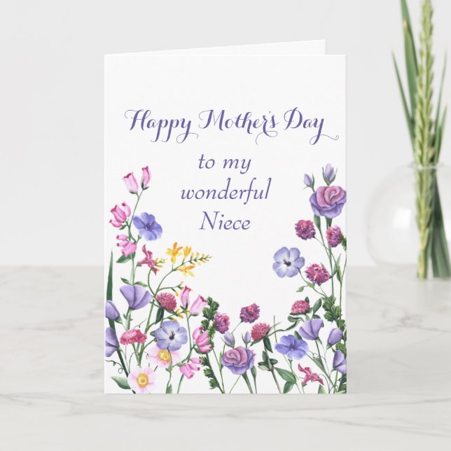 Niece Mother's Day Colorful Garden Blume Feiertagskarte (Vorderseite)