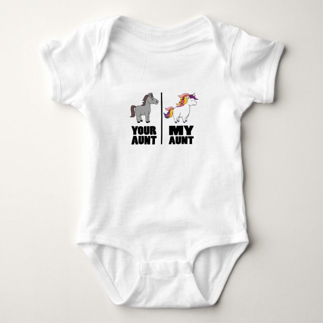 Niece Nephew Auntie Funny Horse Your Aunt My Aunt Baby Strampler (Vorderseite)
