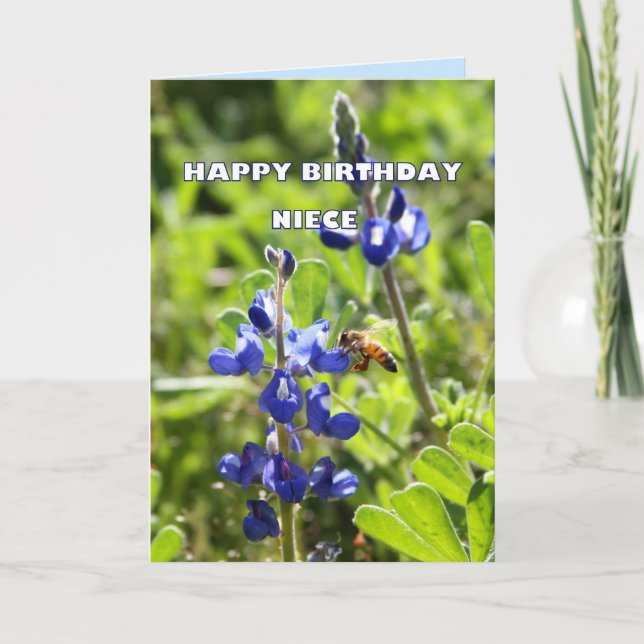 Niece Texas Bluebonnet Happy Birthday Karte (Vorderseite)