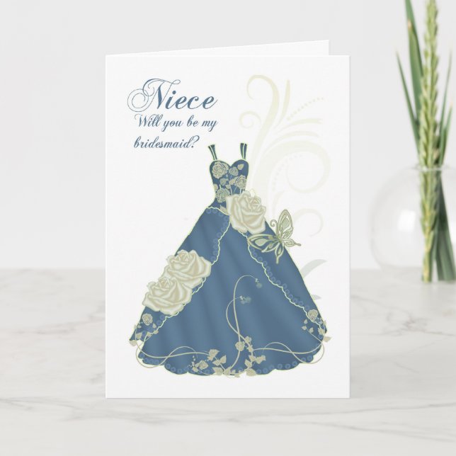 Niece werden Sie meine Bridesmaid-Karte sein - Elf Einladung (Vorderseite)