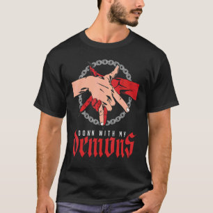 Nieder mit meinem Dämon Handshake ästhetischen Hum T-Shirt