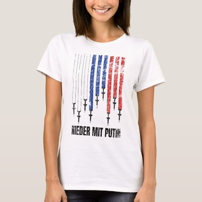 Nieder mit Putin Antikrieg Frieden Ukraine T-Shirt (Vorderseite)