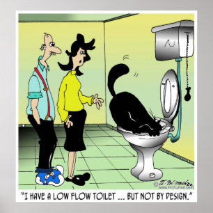 Niederfluss-Toiletten u. Katzen Poster