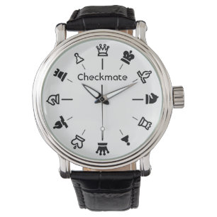 Niederlagen-Schach-Uhr - Schachstücke auf Weiß Armbanduhr