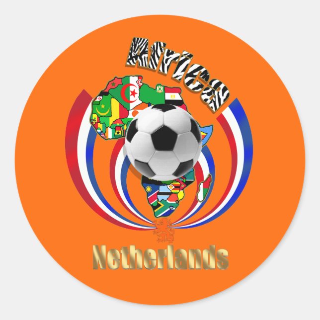 Niederlande Afrika Oranje Soccer Ball Geschenke Runder Aufkleber (Vorderseite)