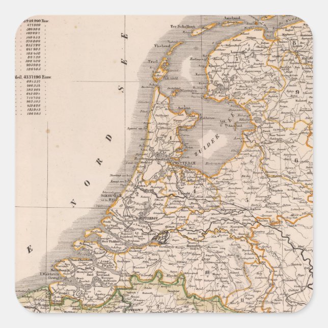 Niederlande, Belgien Quadratischer Aufkleber (Vorderseite)