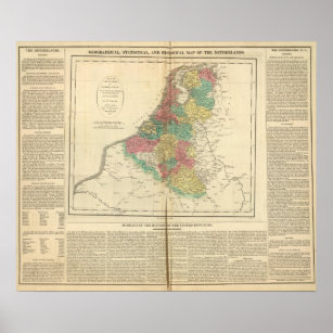 Niederlande, Beligium Atlas Karte Poster