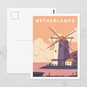 Niederlande Berühmter Reiseort Illustration Postkarte