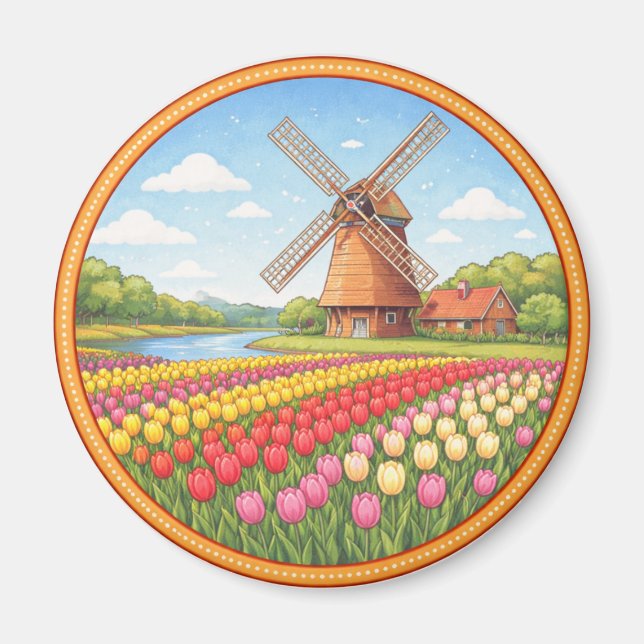 Niederlande Blumenfelder Magnet (Vorne)