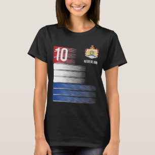 Niederlande Flagge 10 Niederländisch Orange Fußbal T-Shirt