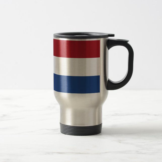 Niederlande Flagge: Red White Blue Streifen Reisebecher (Rechts)