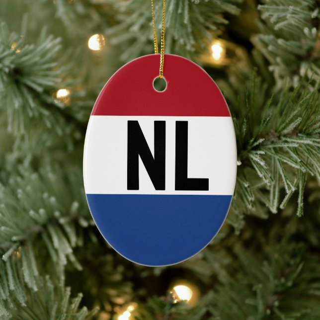 Niederlande - Flagge und Abkürzung Keramik Ornament (Baum)