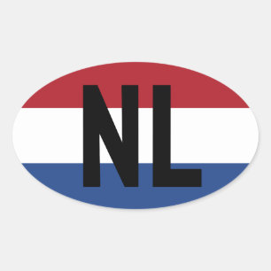 Niederlande - Flagge und Abkürzung Ovaler Aufkleber