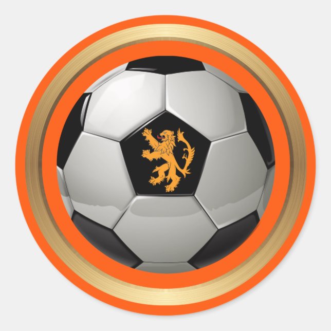 Niederlande Fußball Ball, holländische Lion über O Runder Aufkleber (Vorderseite)