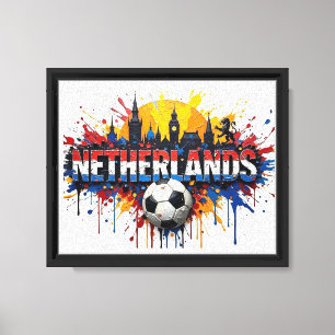 Niederlande Fußball Stadtschild im Stil eines Ölge Leinwanddruck