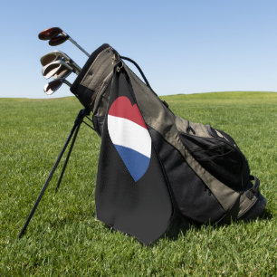 Niederlande - Herzblatt für schwarze Flagge Golfhandtuch