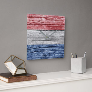 Niederlande Holzflagge Quadratische Wanduhr