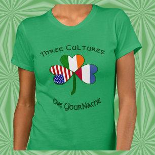 Niederlande Irland USA Kleeblatt Flagge Personalis T-Shirt