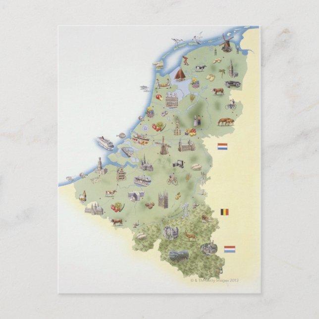 Niederlande, Karte mit Unterscheidungsmerkmalen (Vorderseite)