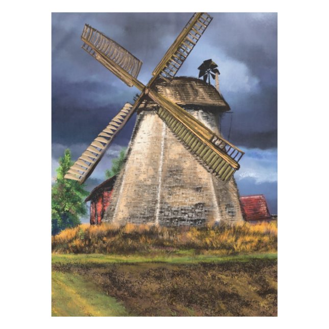 Niederlande Landscape Windmill Tablecloth Malerei Tischdecke (Vorderseite)