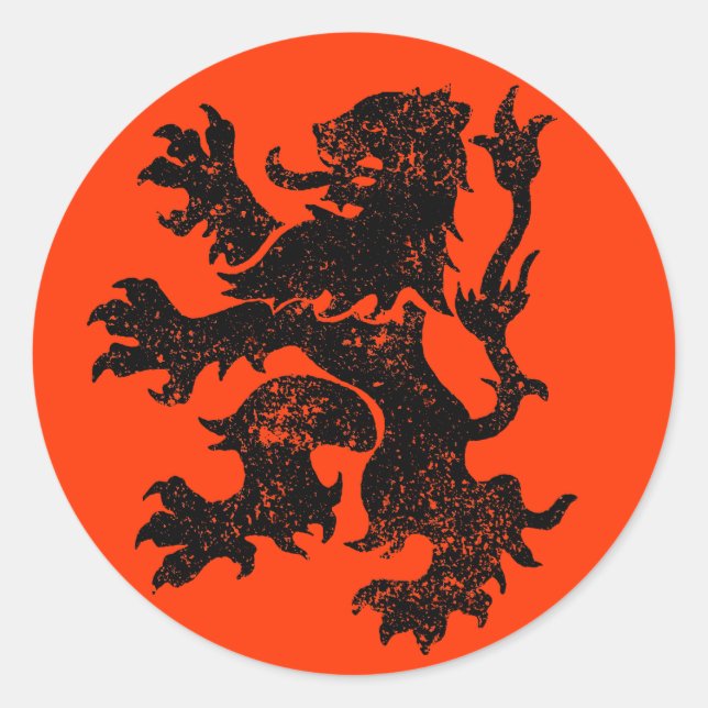 Niederlande Lion Runder Aufkleber (Vorderseite)