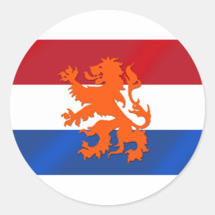 Niederlande - Rampenlion niederländische Flagge Runder Aufkleber
