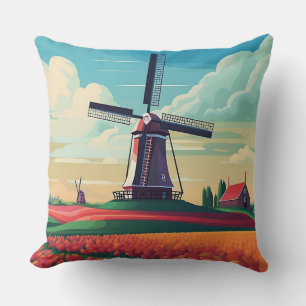 Niederlande Tulpenfeld Windmühle Niederländische F Kissen